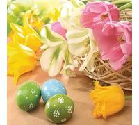 Daisy Easter 3-Ply Tissue Paper Napkins Decorative Serviettes for Decoupage 33cm x 33cm (Pack of 20) (Colourful Tulips & Eggs)