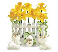 DAISY Easter 3-Ply Tissue Paper Napkins Decorative Serviettes for Decoupage 33cm x 33cm (Pack of 20) (Fence with Rabbit and Yellow Daffodils)