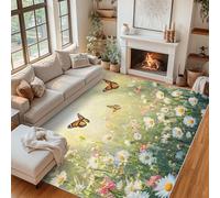 Daisy Extra Large Rugs for Living Room 240 x 300 cm, Non Slip Washable Wildflower Garden Butterfly Rugs Bedroom, Low Pile Decorative Floor Carpet, Home Decor ZY&L7