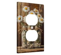 Daisy Floral Light Switch Cover Plate, White Summer Flowers for Home Decor, Thermoplastic Wall Plates, Standard Size Single Duplex Outlet
