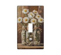 Daisy Floral Light Switch Cover Plate, White Summer Flowers for Home Decor, Thermoplastic Wall Plates, Standard Size Single Toggle