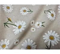 Daisy Floral Linen Look Fabric - 140cm Wide - Yellow Chamomile Print for Home Décor, Curtains, Upholstery, Crafts & More - Cotton Blend Canvas (2 Metres)