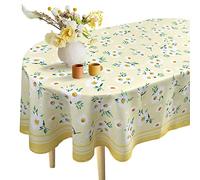 Daisy Floral Oval Tablecloth 60 x 84, Yellow White Floral Spring Tablecloth Table Cover, Elegant Country Table Cloths for Parties, Kitchen Dining Table,Polyester Fabric Flower Tablecloth, Daisy Decor