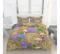 Daisy Floral Pattern Duvet Cover Set, Rustic Farmhouse Flower Decor Microfibre Bedding Set 3 Pcs, Ultra Soft Lightweight Zipper Closure With Pillowcases 240x220 (Queen Size, No Comforter) E7g136