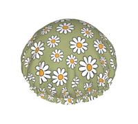 Daisy Floral Pattern In 70S Retro Style,Shower Cap Nightcap Double Layer Waterproof Elastic Bath Cap Reusable Hair Cap