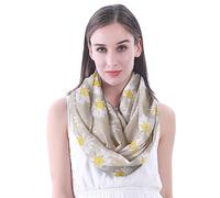 Daisy Floral Print Women's Infinity Scarf Snood Lightweight (Beige)