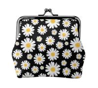 Daisy Florals, PU Leather Coin Purse, Small Wallets, Change Pouch with Kiss Lock Clasp Buckle, Change Purse