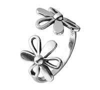 Daisy Flower 925 Sterling Silver Adjustable Open Ring for Women Girls Hypoallergenic Expandable Wedding Statement Finger Rings Comfort Fit Dainty Engagement Birthday Mother's Jewelry Gift, Metal, No
