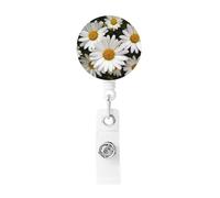 Daisy Flower Badge Reel Retractable Clip Work Badge Holder Lightweight Plastic Name Card Holder ID Badge Clip for Nurses Office Gifts