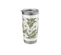 Daisy Flower Boho Floral Pattern Green Leaves Stainless Steel Insulated Tumbler