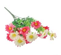 Daisy Flower Bouquet with 15 Realistic Heads on 5 Branches for Wedding Ceremony Home Table Office Garden Indoor Outdoor Decor (Rose Red)