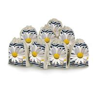 Daisy Flower Bunches Pocket Cotton And Hemp with Drawstring 8 Pieces Reusable Gift Bags Jewelry Pouch for Wedding DIY Craft Party (4.9 X 6.7 Inch)