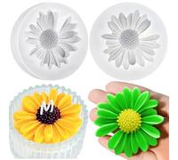 Daisy Flower Candle Mold Set 2 Pcs, 3D Silicone for Candles Wax Resin, Fondant Chocolate Cake Decoration, Polymer Clay Gypsum DIY Craft, Car Freshies Home Accents