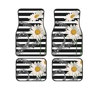 Daisy Flower Car Floor Mats Full Set 4 Pcs - Automotive Rubber Floor Mats For UltimateAnd Style