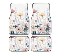 Daisy Flower Car Mats 4 Pieces Floral Colorful Universal Floor Car Mats Non-Slip Vehicle Carpet for SUV Van Truck Sedan