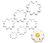 Daisy Flower Cookie Cutter Set, 6 Pcs 4.4" 3.8" 3.1" 2.7" 2" 1" Fondant Biscuit Cutters Dishwasher Safe Stainless Steel Flower Cookie Cutters Shapes Molds for Baking