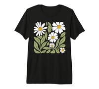 Daisy Flower Design with Leaves Floral Boho Art Premium T-Shirt