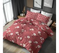 Daisy Flower Double Bed Duvet Cover Set 3 Piece with 2 Pillowcases, Botanical Floral Flowers Patterned Bedroom Decor Bedding, Soft Microfibre Quilt Cover with Zip PJ-53