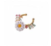 Daisy Flower Ear Cuff No Piercing, Handmade Wrapped Copper Wire Cartilage Ear Clips, Acrylic Bead Crystal Non Pierced Ear Wrap Cuffs, Cute Dainty Floral Ear Cuffs Earrings Jewelry Gift for Women