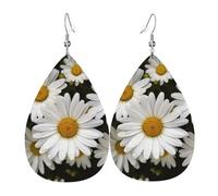 Daisy Flower Earrings Daily Styles Collection | Lightweight Leather Earring Hypoallergenic Design for Women Jewelry Teardrop Dangle Earring Fashion Pendant Gift