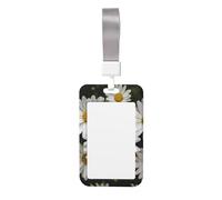 Daisy Flower ID Badge Holders with Lanyard Vertical Plastic Card Case with Clear Window Waterproof ID Card Protector Work Badge Sleeve for Nurses Teachers Office