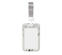 Daisy Flower Minimalistic Line Art Abstract Sliding Id Badge Holder Hard Plastic Work Card Case Name Tag Protector for Nurses Office