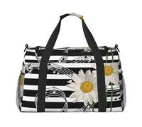 Daisy Flower Musical Note Stripe Pattern, Sports Duffels, Handheld Crossbody Sports Luggage Bag, Large Capacity Travel Bag for Women and Men