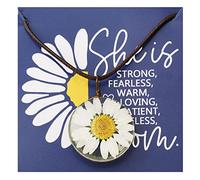 Daisy Flower Necklace Real Dried Flower Necklace Handmade Pressed Flowers Jewelry Gift for Nature Lovers (Daisy Flowe N -card eu)