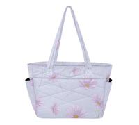 Daisy Flower Pastel Purple Tote Bag for Women Foldable Bags for Beach with Cup Holder Bolsa para Playa