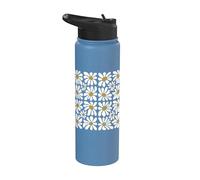 Daisy Flower Pattern Boho Botanical Cottagecore Nature Art Stainless Steel Insulated Water Bottle