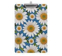 Daisy Flower Pattern Clipboard 8.5×12.5 Inch Acrylic Clip Board with Metal Clip A4 Letter Size Decorative Clipboard Cute Hanging Clipboards for Office, Teacher, Nurse, Doctor,