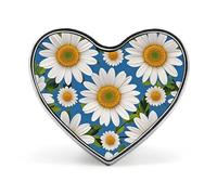Daisy Flower Pattern Lapel Pin Heart Metal Brooch Pin with Secure Pinback Fashion Button Badge for Clothing, Hats, Bags Decoration