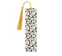Daisy Flower Pattern Print 5pcs Wooden Bookmark for Men Women, Bookmarks with Tassel, Bookmarks Gifts for Book Lovers