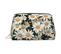 Daisy Flower Pattern Print Small Makeup Bag, Cosmetic Pouch with Wide Zipper, Travel Makeup Organizer for Women