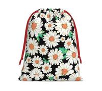 Daisy Flower Pattern print Super soft velvet drawstring storage bag, fit for Halloween promotion multifunctional bag
