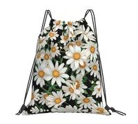 Daisy Flower Pattern Print Unisex Drawstring Bag Durable Pe Bag Foldable Swimming Bags For Travel Climbing Holidays