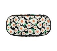 Daisy Flower Pattern Print Unisex Pencil Case Pouch - Compact Design for Pencils, Small Items - Double-Headed Zipper