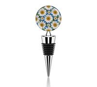 Daisy Flower Pattern Wine Stoppers Reusable Wine Bottle Stopper Decorative Champagne Stoppers Silicone Beverage Bottle Sealer Keep Fresh, Leakproof Wines Saver for Bar Party Decor