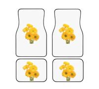 Daisy Flower Picture Print Vehicle Stylish Floor Mats Set 4 Pieces Car Foot Mat Anti-Slip Cushion Vans Sedans