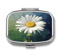 Daisy Flower Pill Box Medicine Pill Organizer Small Pill Case Travel Pill Container Portable Pill Case for Pocket 2 Compartment Pill Holder Pill Boxes for Travel