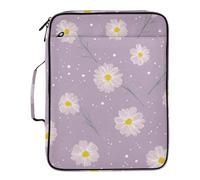 Daisy Flower Pink Purple File Folder with Pockets 7 Pockets A4 Letter Size with Zipper Closure for Document Storage File Holder para guardar documentos