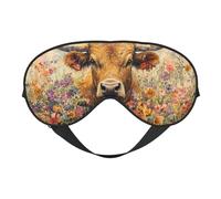 Daisy Flower, Retro Cow Animal Print Sleep Mask with Adjustable Strap, Comfortable Eye Cover for Travel, Yoga, Napping, Sleeping & Relaxation