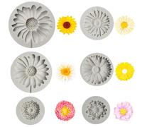 Daisy Flower Silicone Mold, 3D Flower Fondant Molds Food Grade Cake Baking Candy Mold Beeswax Candle Making Tools for Party Chocolate Cupcake Topper Decoratin Aromatherapy Soap Crafting 6pcs