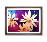 Daisy Flower Splash Vol.6 Abstract H1022 Framed Print for Living Room Bedroom Home Office Décor, Wall Art Picture Ready to Hang, Walnut A3 Frame (46 x 34 cm)