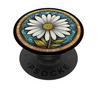 Daisy Flower Stained Glass PopSockets Adhesive PopGrip