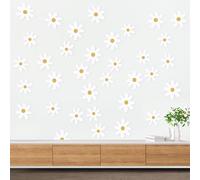 Daisy Flower Wall Stickers, 36 Pieces Daisy Wall Decor Boho Wall Decals Peel and Stick Wallpaper Floral White Daisy Wall Decal Retro Wall Stickers for Women Girls Living Room Bedroom Nursery Classroom
