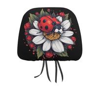 Daisy Flower with Ladybug Insect Car Headrest Covers Seat Head Rest Protector