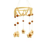 Daisy Flower Wooden Bead, Bedside Wind Chime, Hangable Toy Set with Bell Accents, Soft Soothing Design, Easy to Install, 60x19.5cm, for Bassinet, Playpen, Overhead Crib, Nursery