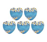Daisy Flowers Blue Wooden Car Air Freshener Hanging Incense Chips 5 Pack Automotive Scented Hanging Sheets for Car Home Auto Interior Decor Love Form,gray-style