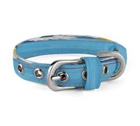 Daisy Flowers Blue Wooden Pet Collar, Adjustable Dog Collars with Buckle Stainless Steel D-Ring, Comfortable Collar for Small Medium Dogs and Cats